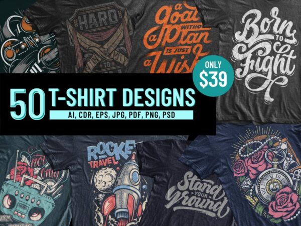 50 t-shirt designs bundle part 1