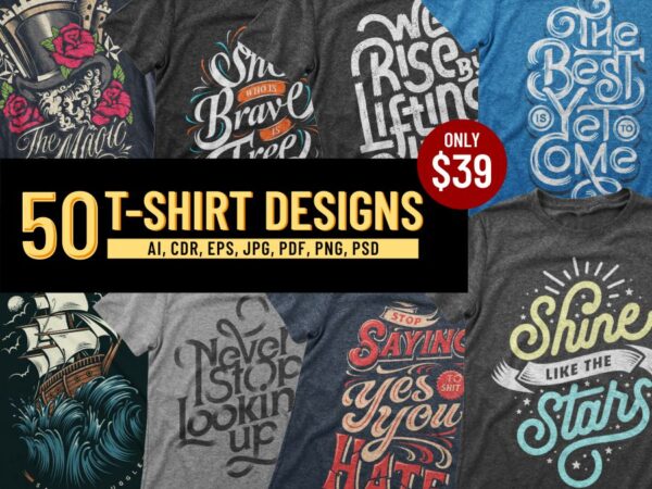 50 t-shirt designs bundle part 2