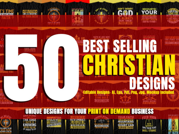 Bundle offer – 50 christian t-shirt designs – new and unique designs for sale – huge discount offer – christian designs – bible