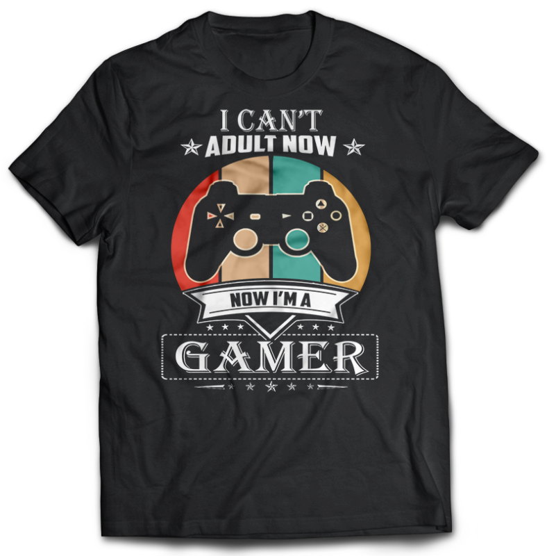 t-shirt vector 107 GAMER Bundles Tshirt designs best Gaming 2021