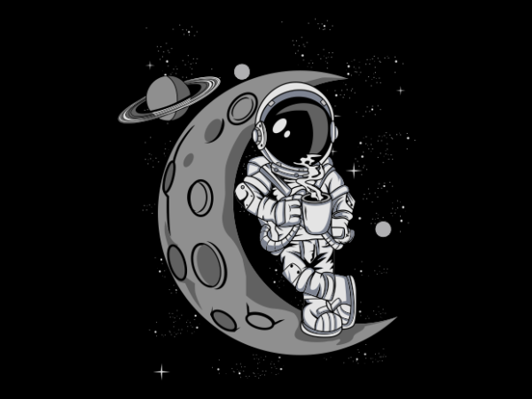 Astronaut coffee time t shirt vector