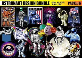 Astronaut T-shirt Designs Bundle Part 6