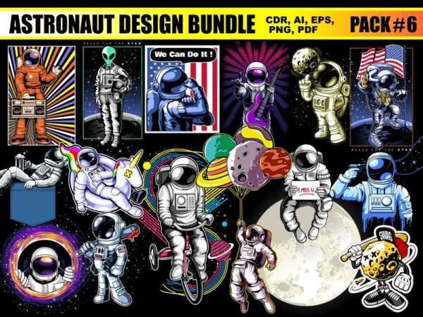 Astronaut t-shirt designs bundle part 6