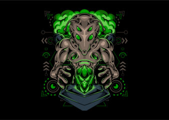 Alien monster diamond stone t shirt vector