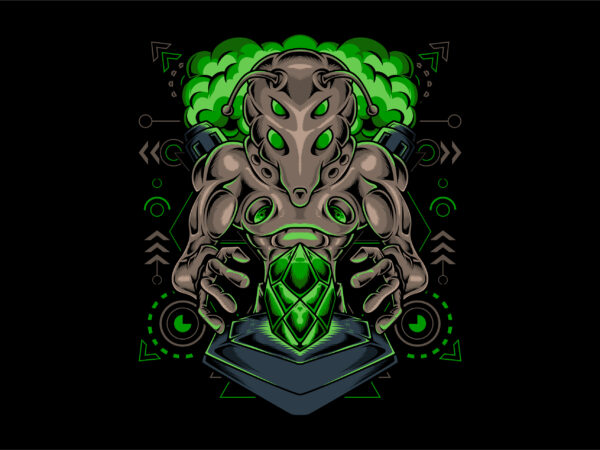 Alien monster diamond stone t shirt vector