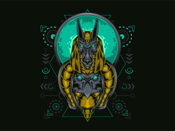 Anubis eagle head t shirt vector