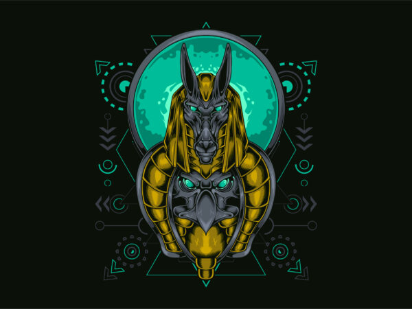 Anubis eagle head t shirt vector