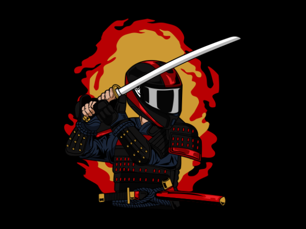 Biker black samurai t shirt template