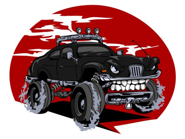 Black monster car t shirt template