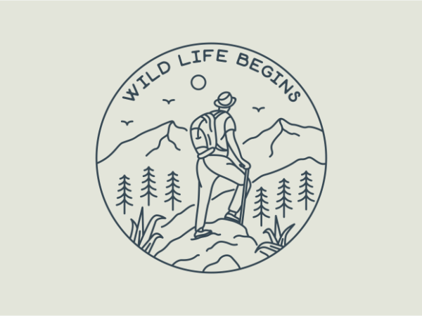 Wild life begins 1 t shirt design for sale