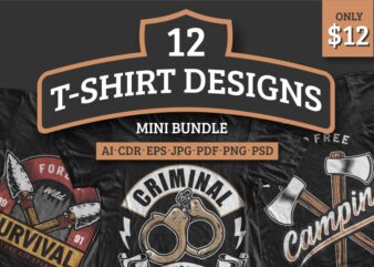 12 T-shirt Designs Mini Bundle