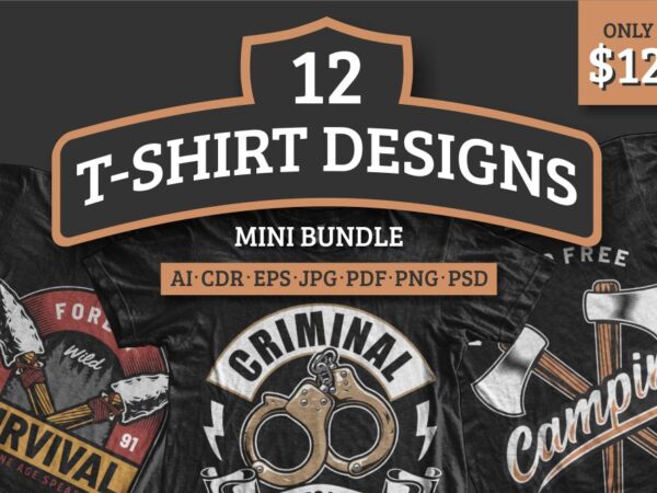 12 t-shirt designs mini bundle