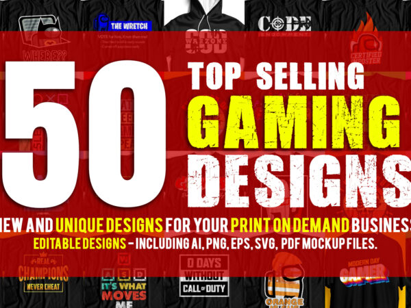 Big bundle offer top selling 50 gaming designs for sale – hot selling gaming pack