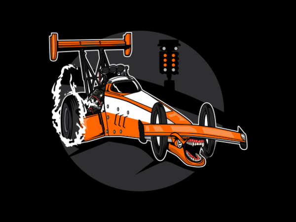 Dragrace car monster t shirt vector illustration