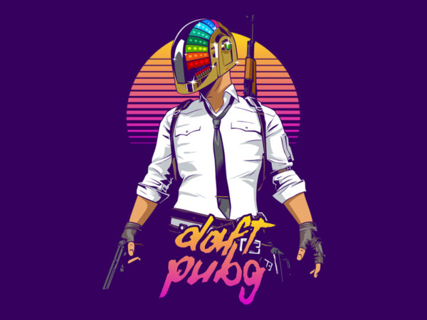 Daft pubg t shirt vector illustration