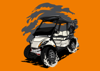 GOLF CART MONSTER CAR t shirt design template