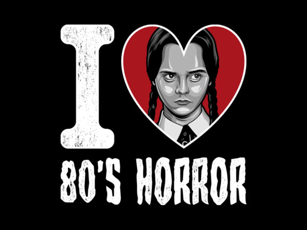I love 80s horror wednesday t shirt design for sale