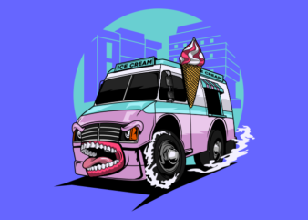 ICE CREAM CAR MONSTER t shirt design for sale