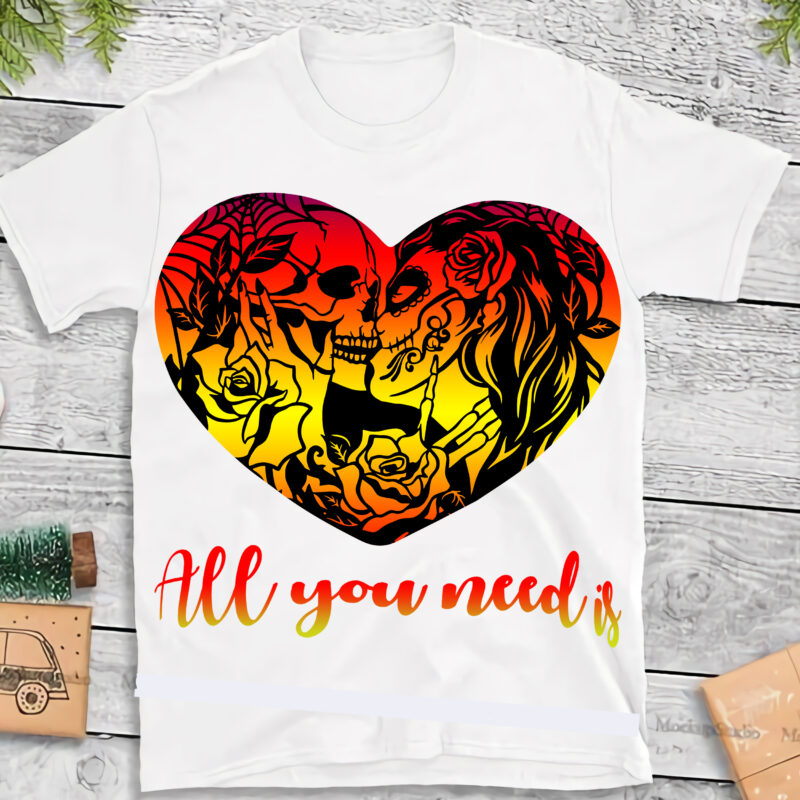 2 Bundle Valentines All you need is skull love t shirt design