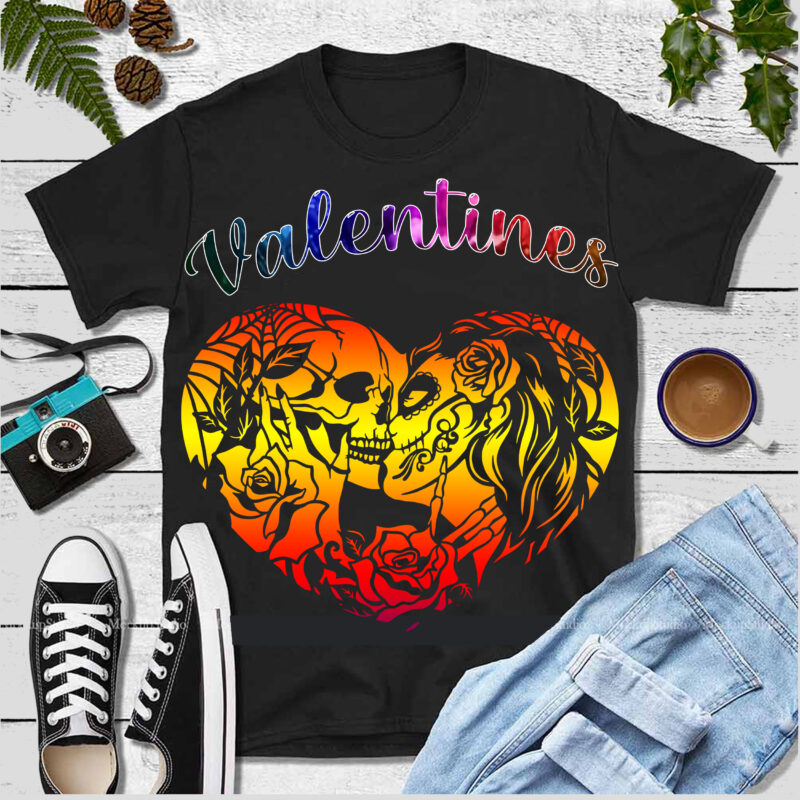 Valentine Skull love t shirt design