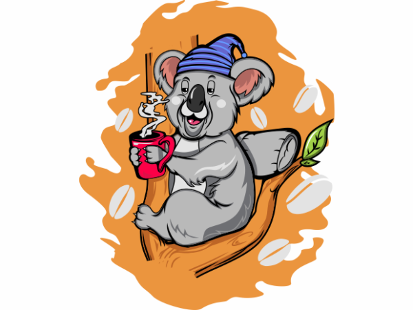 Koala bear coffee time t shirt vector art