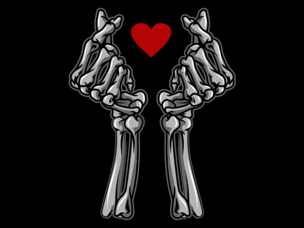 Love hand skull symbol t shirt vector graphic