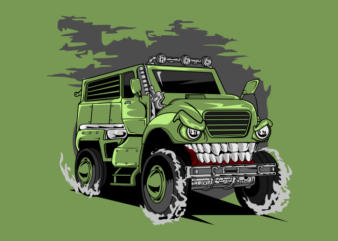 MILITARY MONSTER CAR t shirt designs for sale