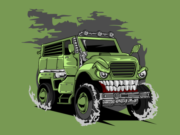 Military monster car t shirt designs for sale