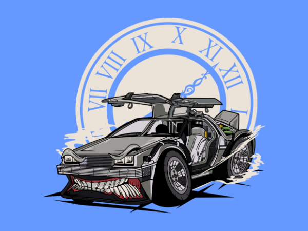 Monster car time machine t shirt designs for sale