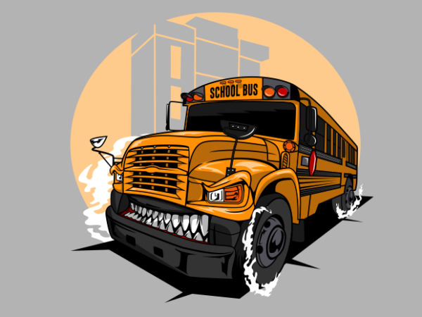 Monster school bus t shirt designs for sale