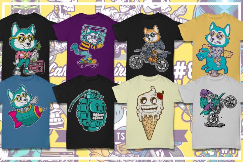 50 Cartoon Tshirt Designs Bundle #8_1