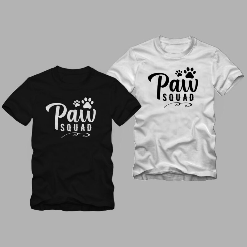 Paw Squad, decorative text with paw, dog squad, cat squad, cat and dog, animal vector t shirt desig for commercial use