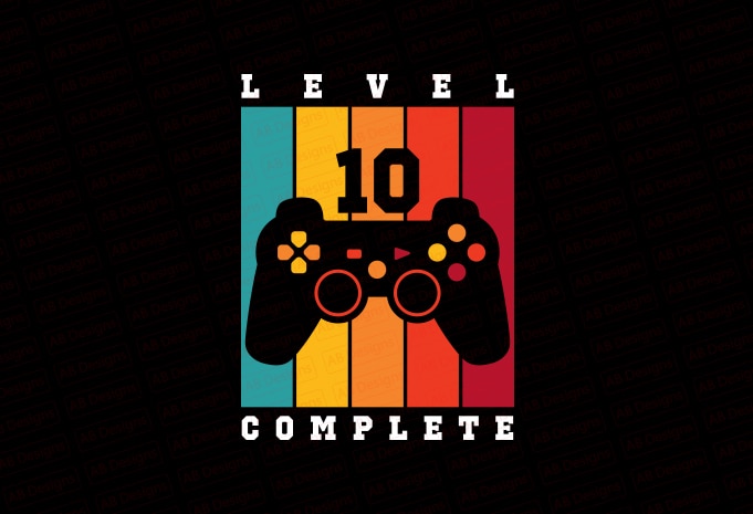 Level 10 complete, Game level 10 complete, Level complete T-Shirt Design