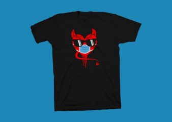 Heart devil, cool t shirt design, funny t shirt design, Funny heart devil with mask and glasses vector illustration for sale