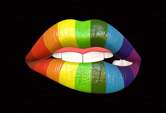 Rainbow sexy beautiful lips T-Shirt Design