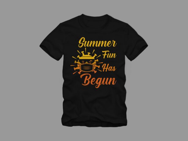 Summer fun has begun t shirt design, funny summer in covid-19, beach t shirt design, surf t shirt, surfing t shirt design, summer t shirt design for commercial use