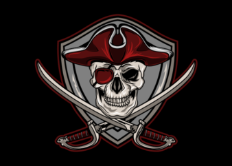 RED JOLLY ROGER SKULL t shirt design online