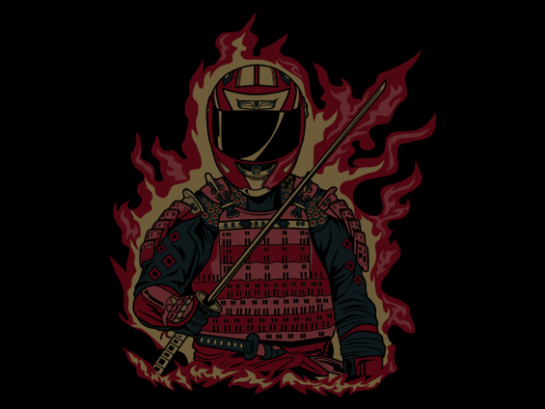Red samurai biker t shirt design online