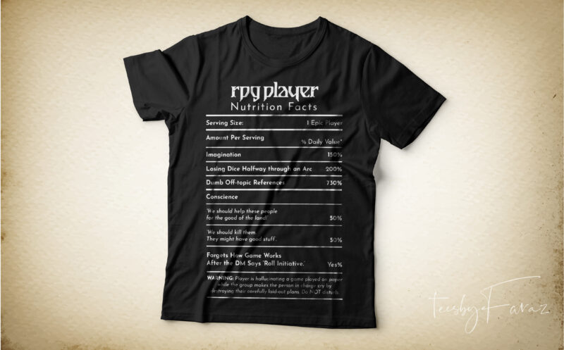 Bundle of 6 nutrition facts t shirt designs ready to print
