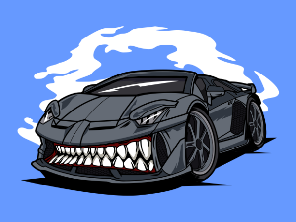 Shark monster car t shirt template vector