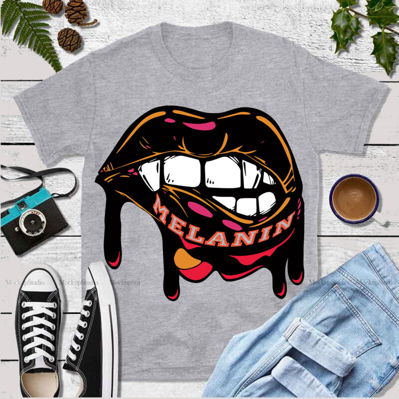 Melanin SVG, Dripping lips melanin t shirt design, Lips Melanin vector, Drip lips Melanin