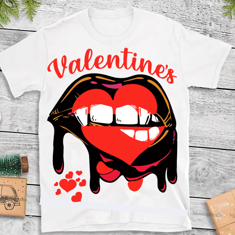 Valentines lips dripping t shirt design, Lips dripping Svg, Happy Valentine’s Day t shirt design