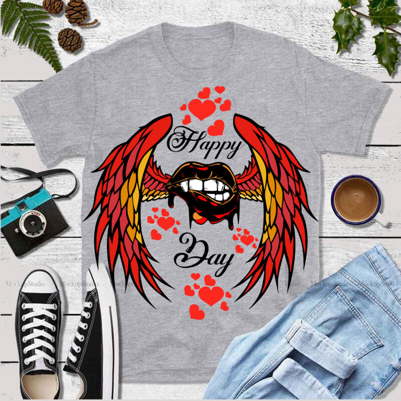 Dripping lips flying on valentines day t shirt design, Dripping lips in valentine day t shirt design, Valentine vector