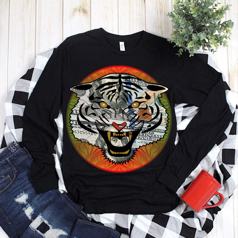 Tiger face t shirt design, Angry tiger face t shirt design, Funny Tiger vector