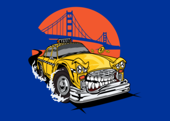 TAXI CAR MONSTER t shirt designs for sale