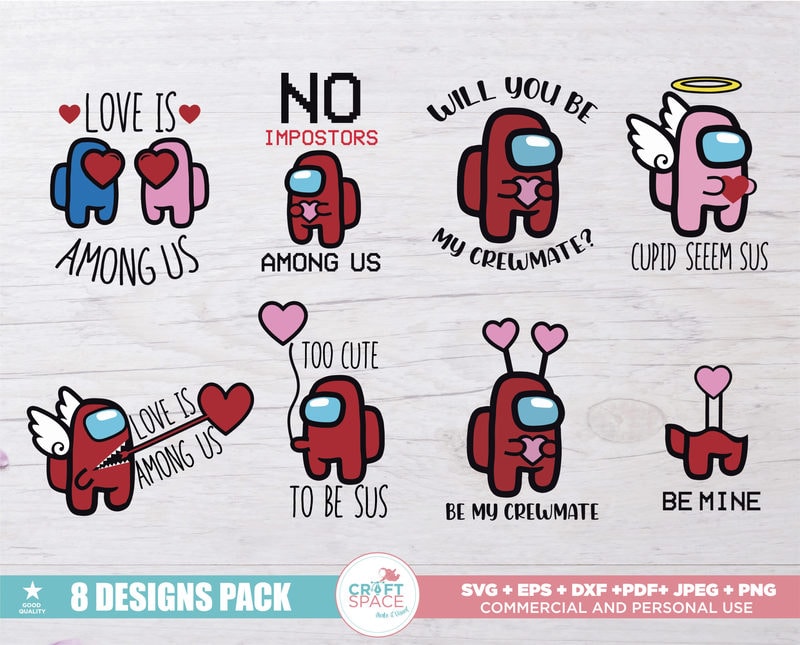 Download Valentine's 2021 Among Us SVG, PNG, EPS, Pdf, for Cricut ...