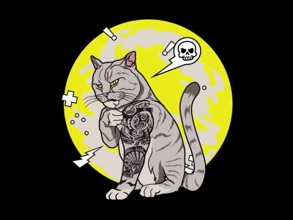 Tought cat t shirt designs for sale