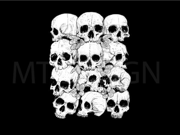 Skulls black and white vector alternative goth style hand drawn