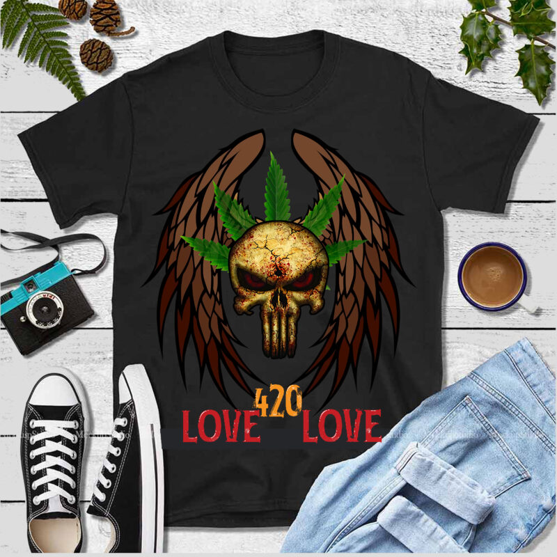 Love 420 vector, 420 Smoke, Smoke, Cannabis leaves, Cannabis vector, Skull vector, Skull, Angel wings, Angel wings PNG