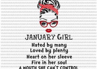 January girl svg, Hated by many, Loved by plenty, face eys svg, winked eye svg, January birthday svg, birthday vector, funny quote svg